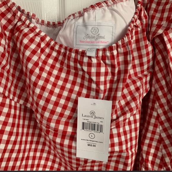 NWT Lauren James Gingham One Shoulder Top - Picture 3 of 4
